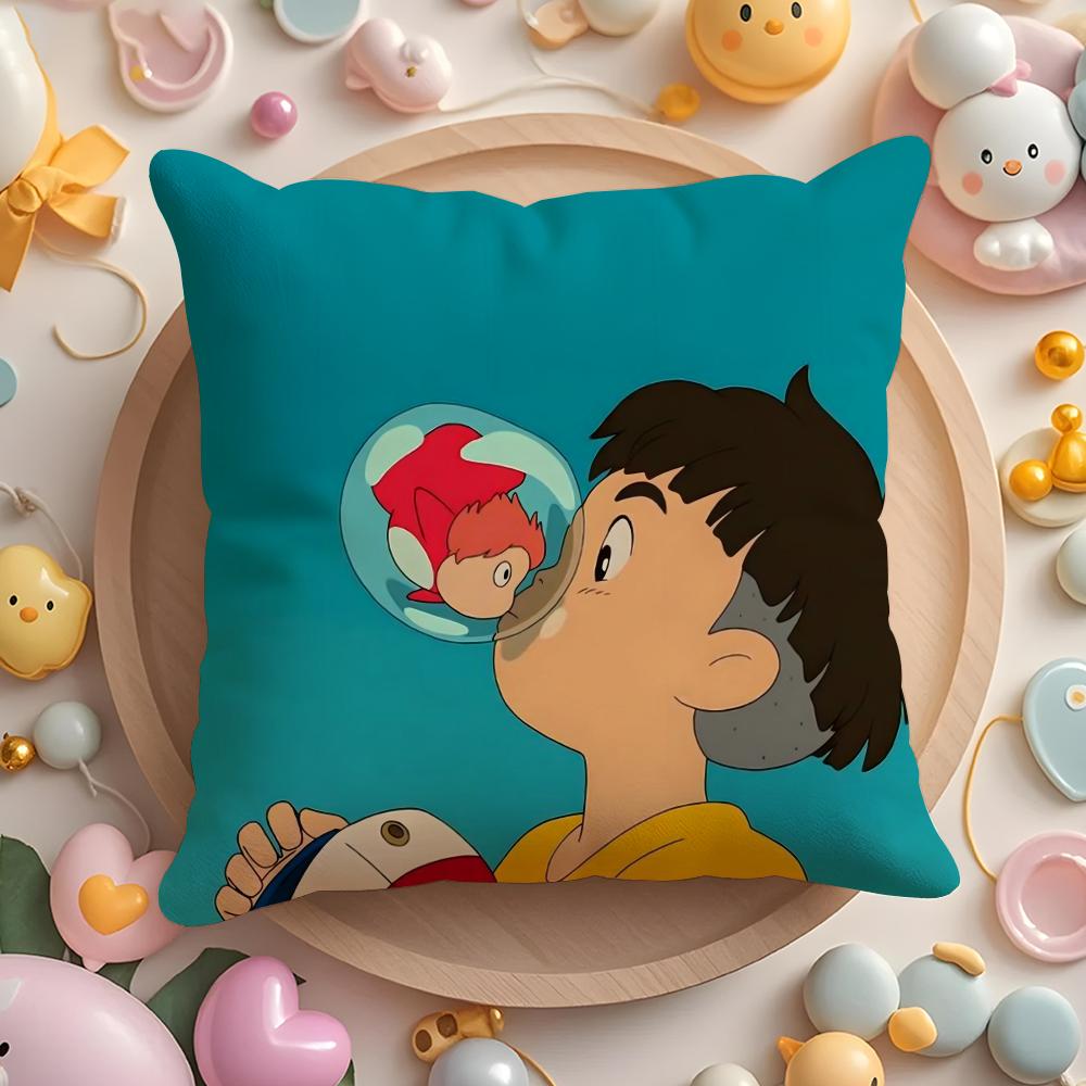 

Cute P-Ponyo Cartoon Cushion Cover Short Plush Double-Sided Printing Home Machine Washable in Warm Winter Pillow Case 12x12Inch