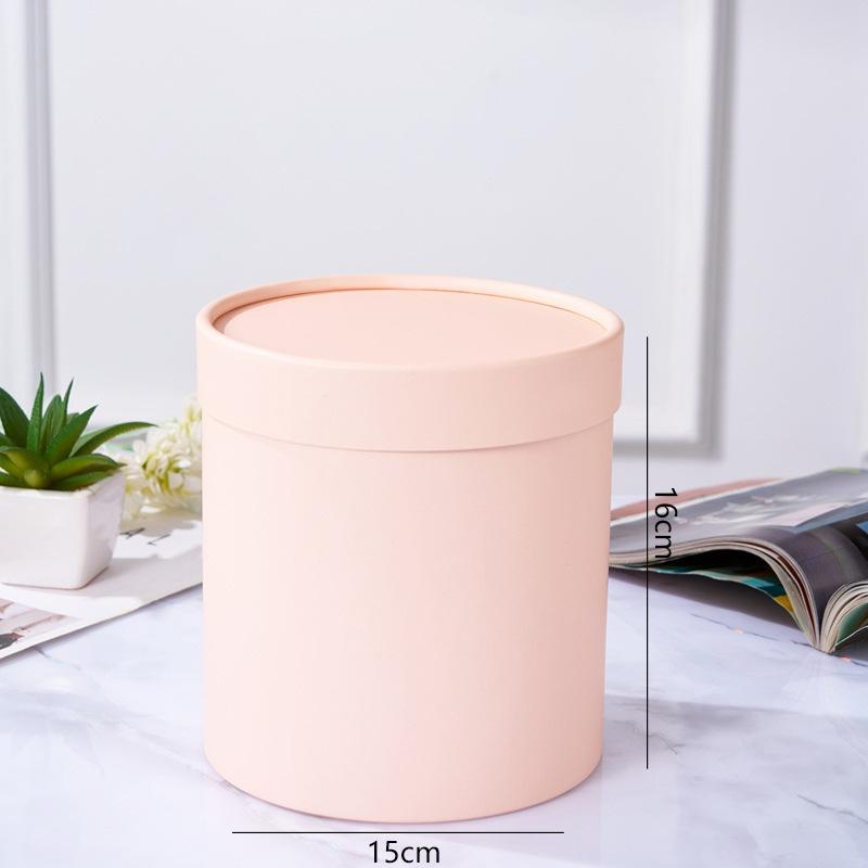 New Round Flower Gift Box Cardboard Silver Gift Packaging Paper Box Solid Color Flower Arrangement Bucket Rose