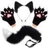 Funny Halloween Plush Fox Ears Animal Claws Gloves Simulation Animal Ears Headband Cos Set Props