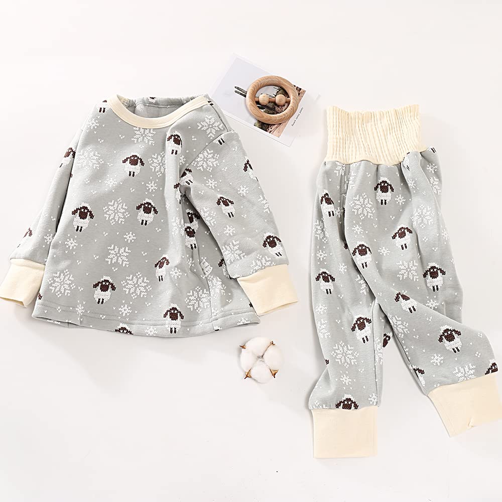 Jaydyequ Baby Belly Thick Cotton Long Sleeve Loungewear Sheep Light 100cm Boys' Pajamas, Warmer, Spring/Autumn/Winter Clothes, Padded, Set, Kids'