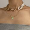 Elegant Heart Shaped Layered Pearl Chain Necklace For Women Stylish Fashion Jewelry