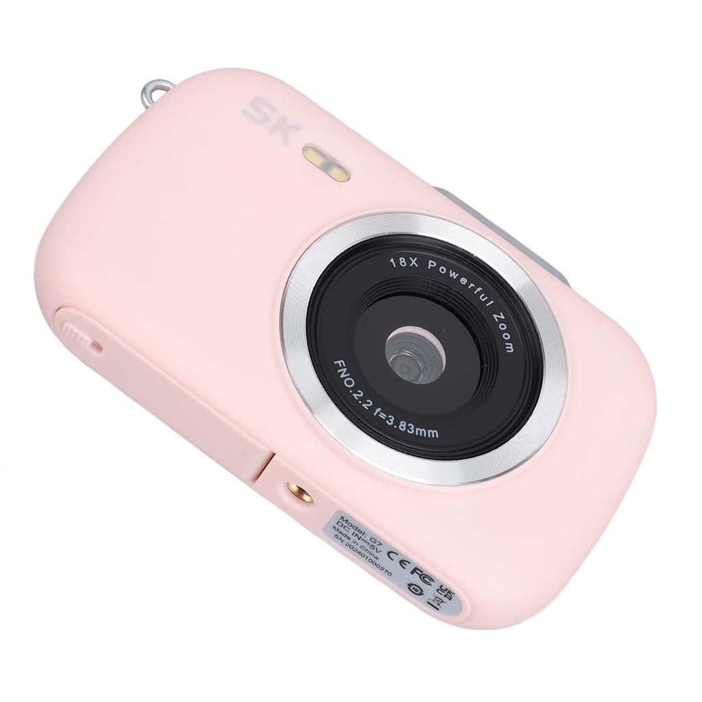 Compact Camera 5K Video 80MP Photo 18X Digital Zoom Camera 2.8 Inch IPS Screen for Photography and Recording Light Red