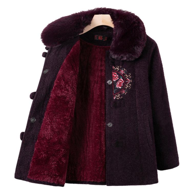 Grandma Autumn Short Jacket Fashionable Rich Lady Spring and Autumn Plus Wool Coat Elderly Female Mother Autumn and Winter Clothes