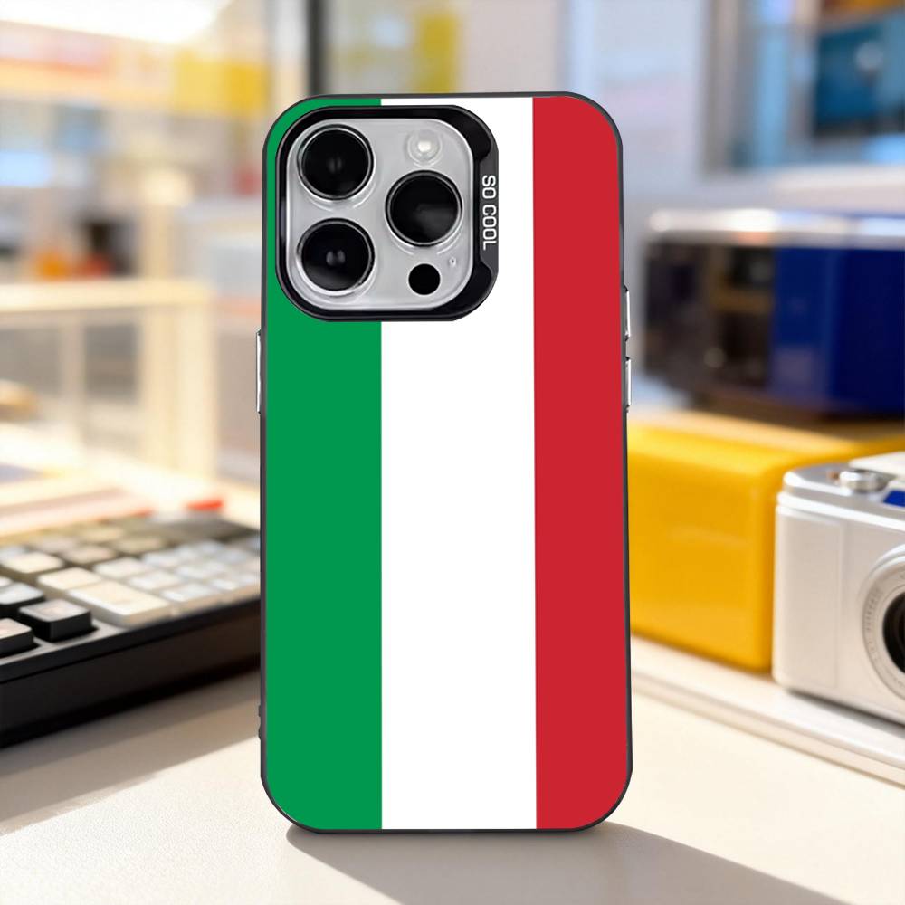 Italy Flag Map Phone Case For iPhone 17,16,15,14,13,12,11,Pro,XS,Max,Plus,Mini,SE4,E Black Matte Shockproof Cover