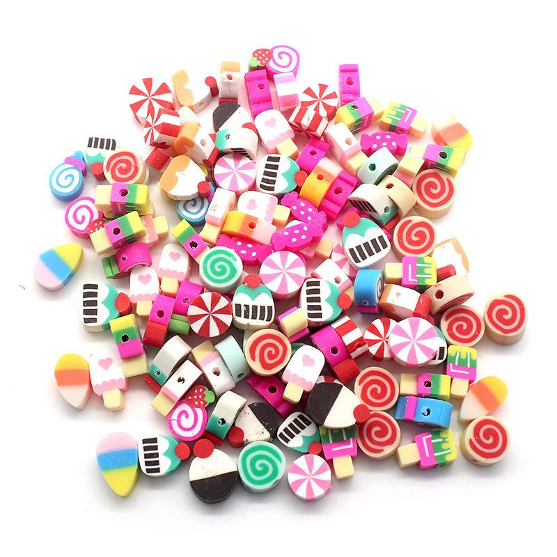 Soft Pottery Pieces Beaded Diy Mobile Phone Chain Accessories Loose Beads Smiley Face Letters Animal Fruit Mixed Soft Pottery