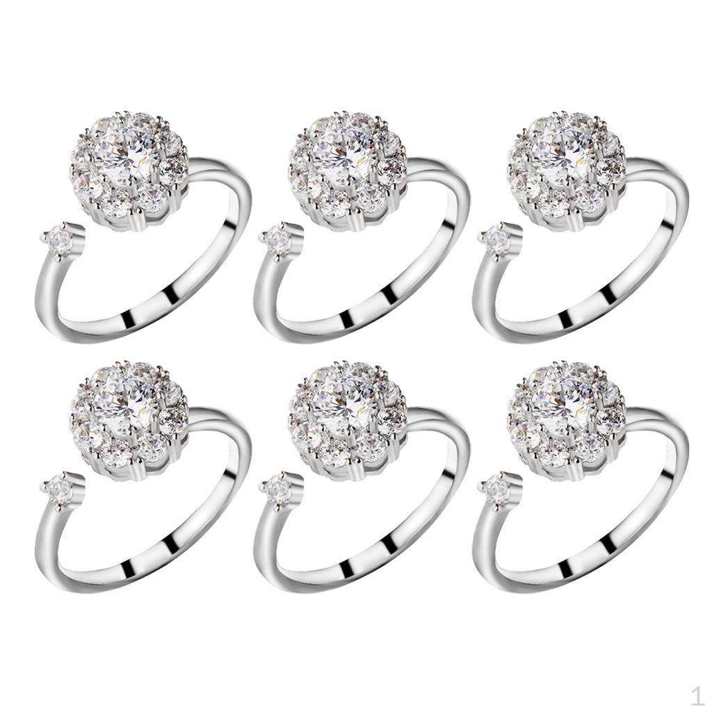 

6шт вращающееся обручальное обручальное кольцо с цирконием для женщин
