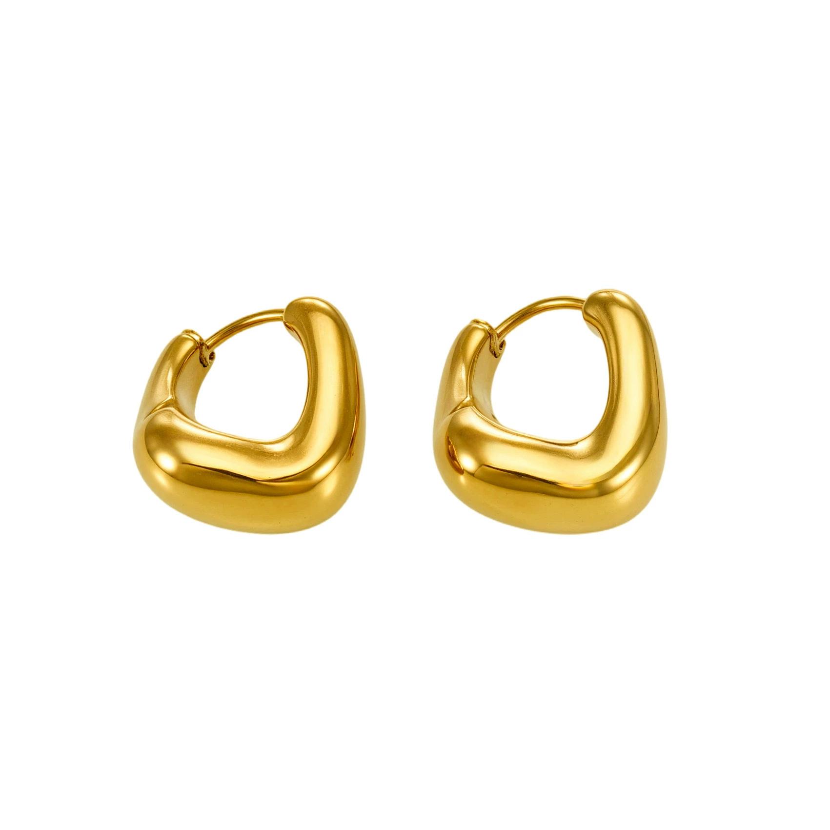 

Pendientes de aro ovalados de acero inoxidable chapados en oro de 18K para mujer