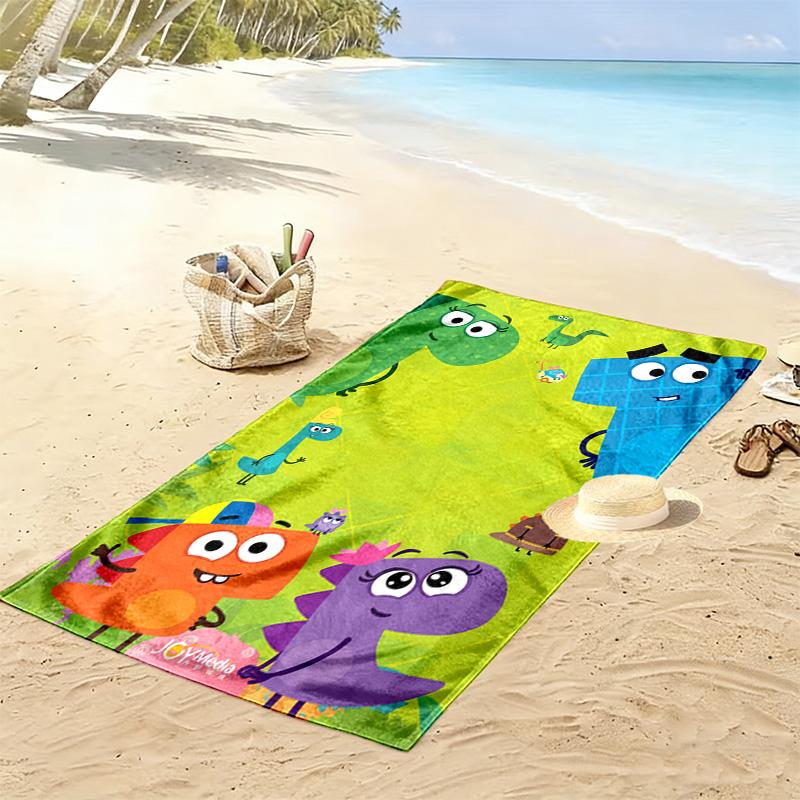 DinoCity Cartoon Print Beach Towel, Large Soft Quick Dry Towel for Beach Camping Swimming