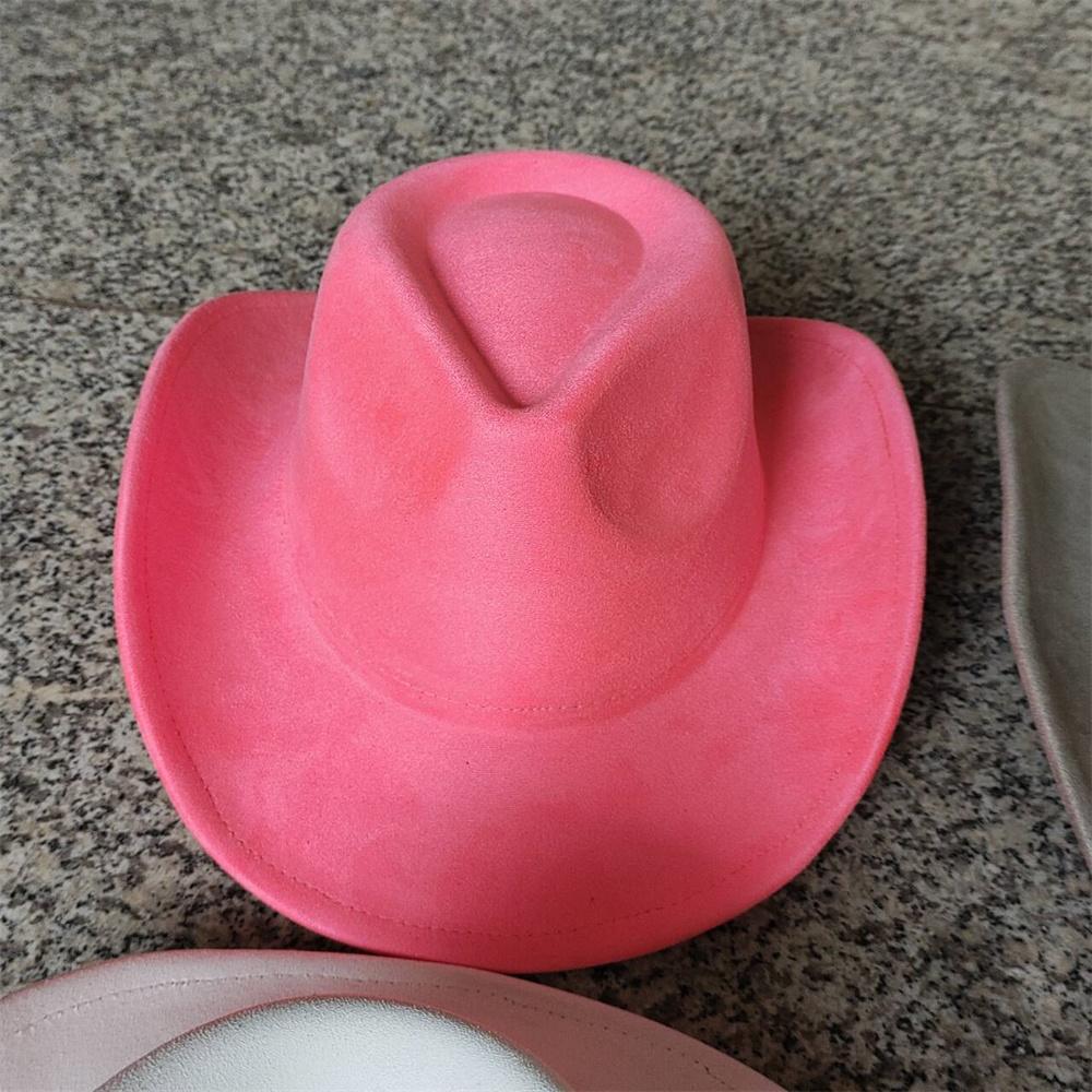 New Blue Suede Hat 7.5Cm Western Cowboy Women'S Fedora Hat Men'S Church Jazz Hat Fashion Travel Party Hat Denim Hat
