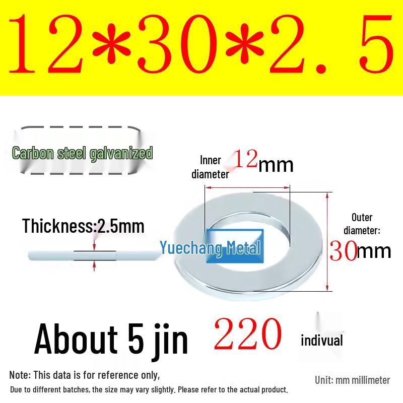 Galvanized Iron Flat and Square Washer Set - Thick, Enlarged, Extra Large, and Special Shapes