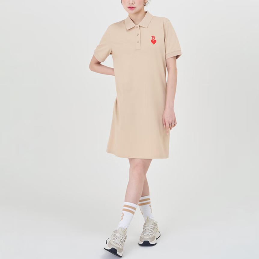 New MLB Short Sleeved Dresses Women's Khaki 3FOPH0143-43BGL