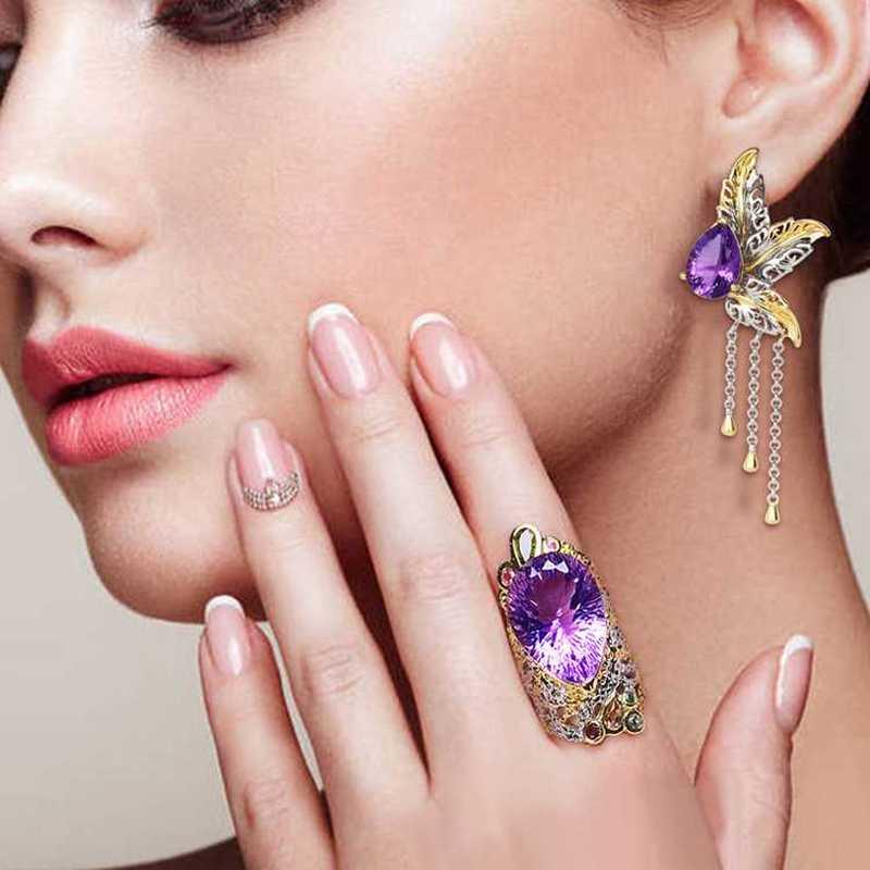 Sace Gems Klassiske kobberlegering sirkon ring øredobber anheng halskjede smykkesett bryllupsfest gaver