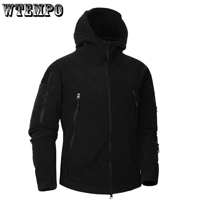 WTEMPO Fleece Camouflage Tactical Men's Large Size Solid Color Coats Polar Warm Multicam Army Men Hoodied Coats Outwear