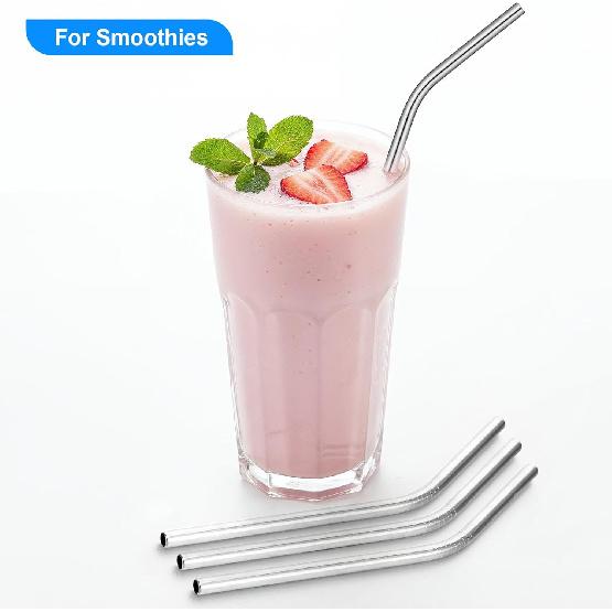 8 Pack 6 Inch Short Bent Metal Cocktails Straws, Stainless Steel Straws with 2 Cleaning Brush Portable Reble Drinking Straw for Coffee Mugs Small