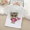 Summer Clothes for Children Owl Cartoon Print T-Shirt Baby Short Sleeve Top Kids Thin Section Wear
