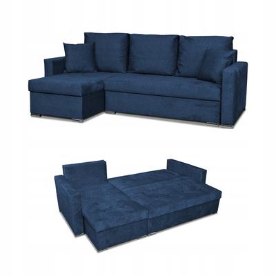 Bella Corner Sofa Bed with Sleeping Function, Cornea, Navy Blue Velvet