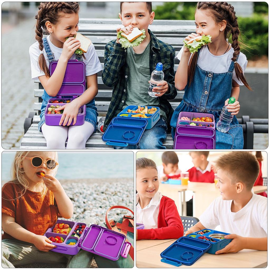 Lunchbox Kids School Portable Kids Lunch Box with Cutlery Cartoon Bento Box with Stainless Steel Soup Bowl Removable Divider