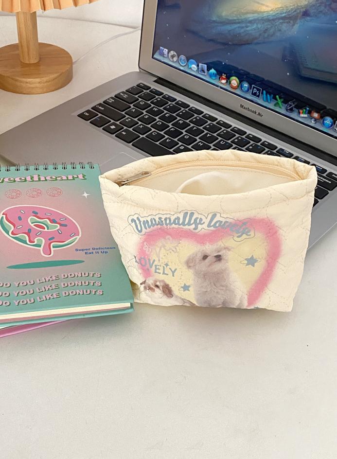 Cute Cartoon Printed Ladies Cosmetic Bag Love Quilting Women's Small Storage Bags Sweet Portable Female Clutch Purse Handbags