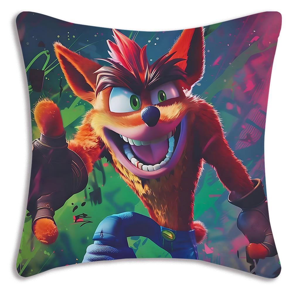 Cartoon Crashs B-Bandicoots Pillow Covers Cartoon Sofa Decorative Home Double-sided Printing Short Plush Cute Cushion Cover