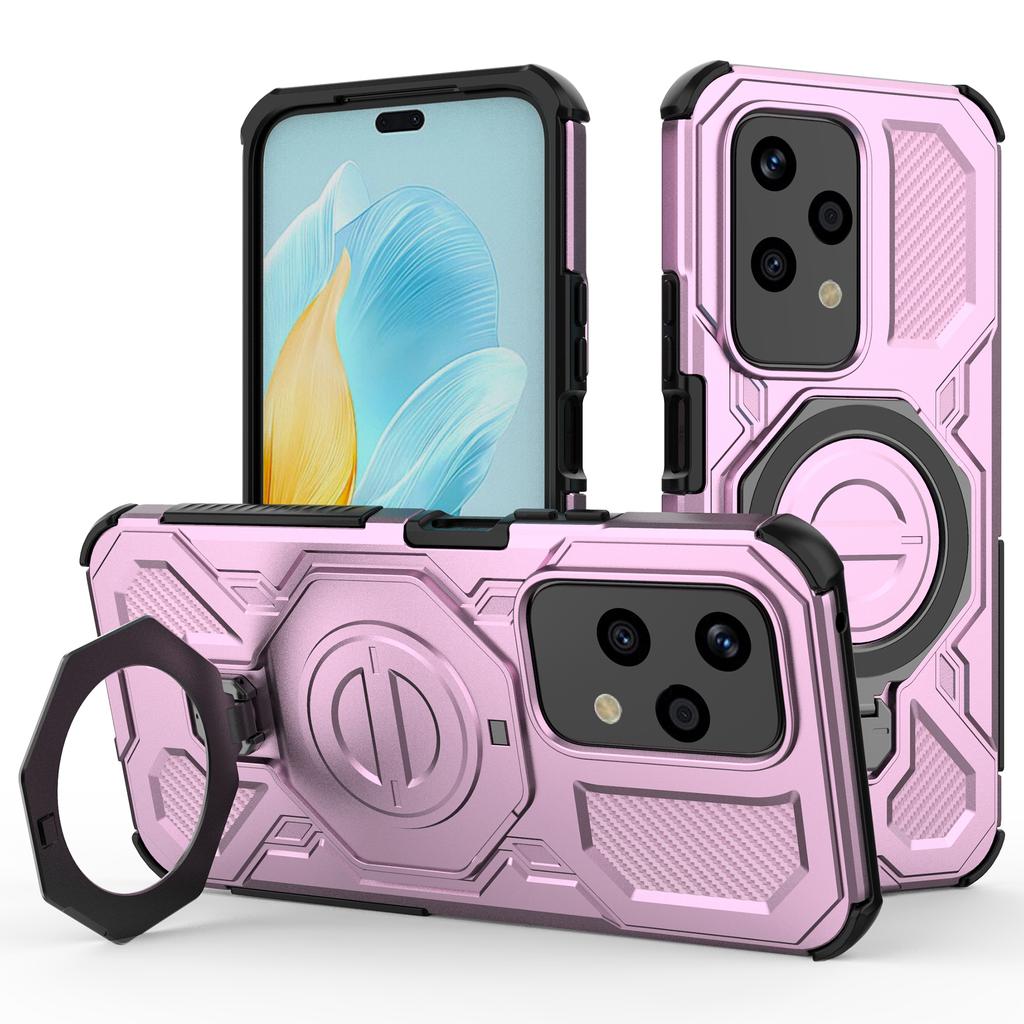 Für Honor 200 Lite Magnetische Hülle Drehbarer Metallständer PC+TPU Handy-Rückseite