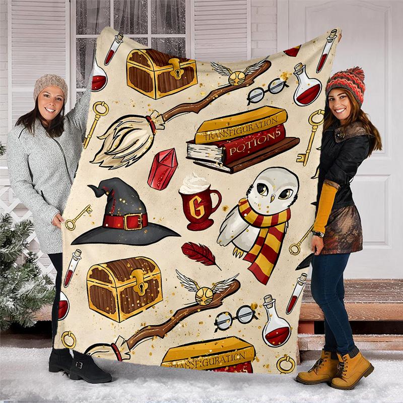 1pc Hogwarts12 Theme Blanket - Digital Print, Polyester, Cozy for All Seasons, Perfect for Outdoor, and Travel