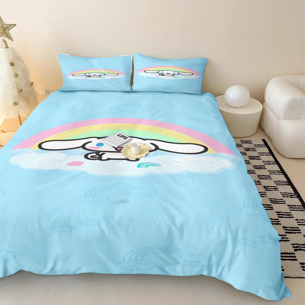 MINISO Modern Print Duvet Cover Set Sanrio Children Grade A Printed Queen Size Home Cinnamoroll Mattress Bedding 3 Piece
