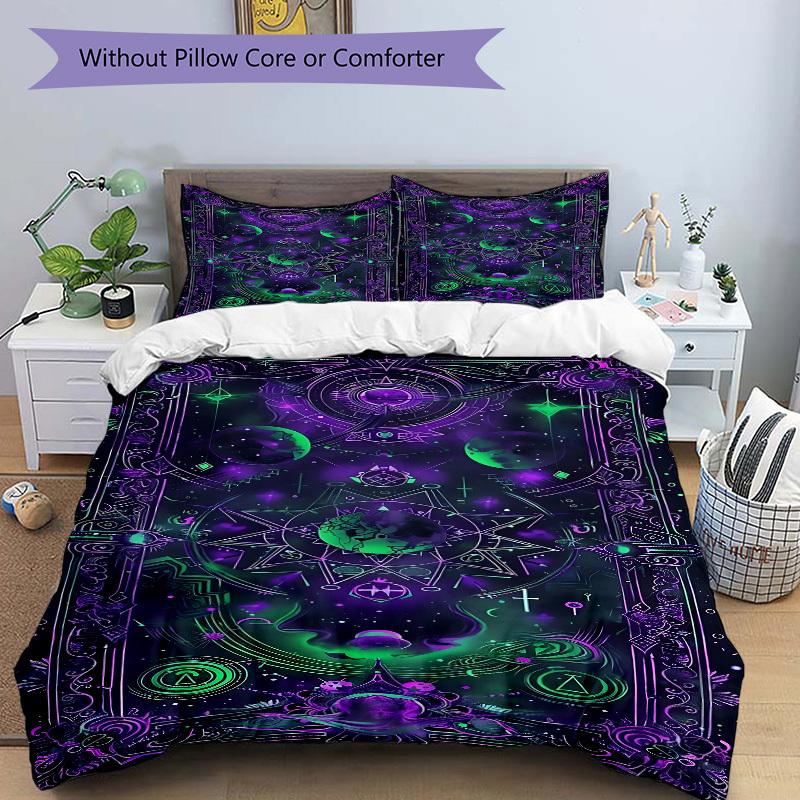 3pcs Cosmic Mandala Bedding Set, Includes 1 Comforter + 2 Pillowcases, Without Pillow Inserts, Soft Comfortable, Lightweight Breathable053