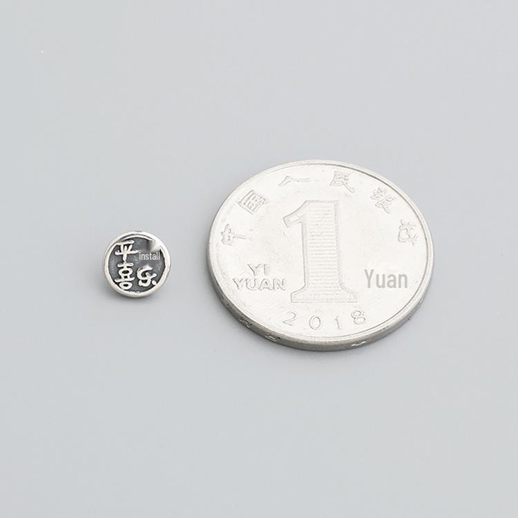 S925 Sterling Silver Peace & Joy Button Spacer Bead DIY Bracelet & Necklace Accessories