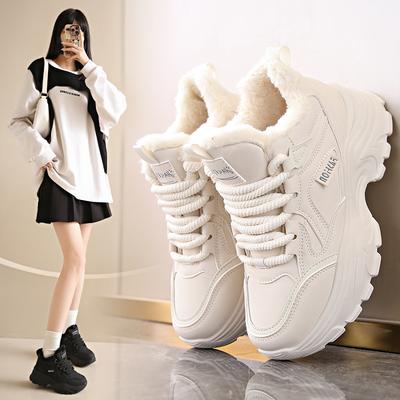 Samt-Dad-Schuhe mit dicker Sohle Neue winterliche, verdickte, warme, lässige Sports-Baumwollschuhe