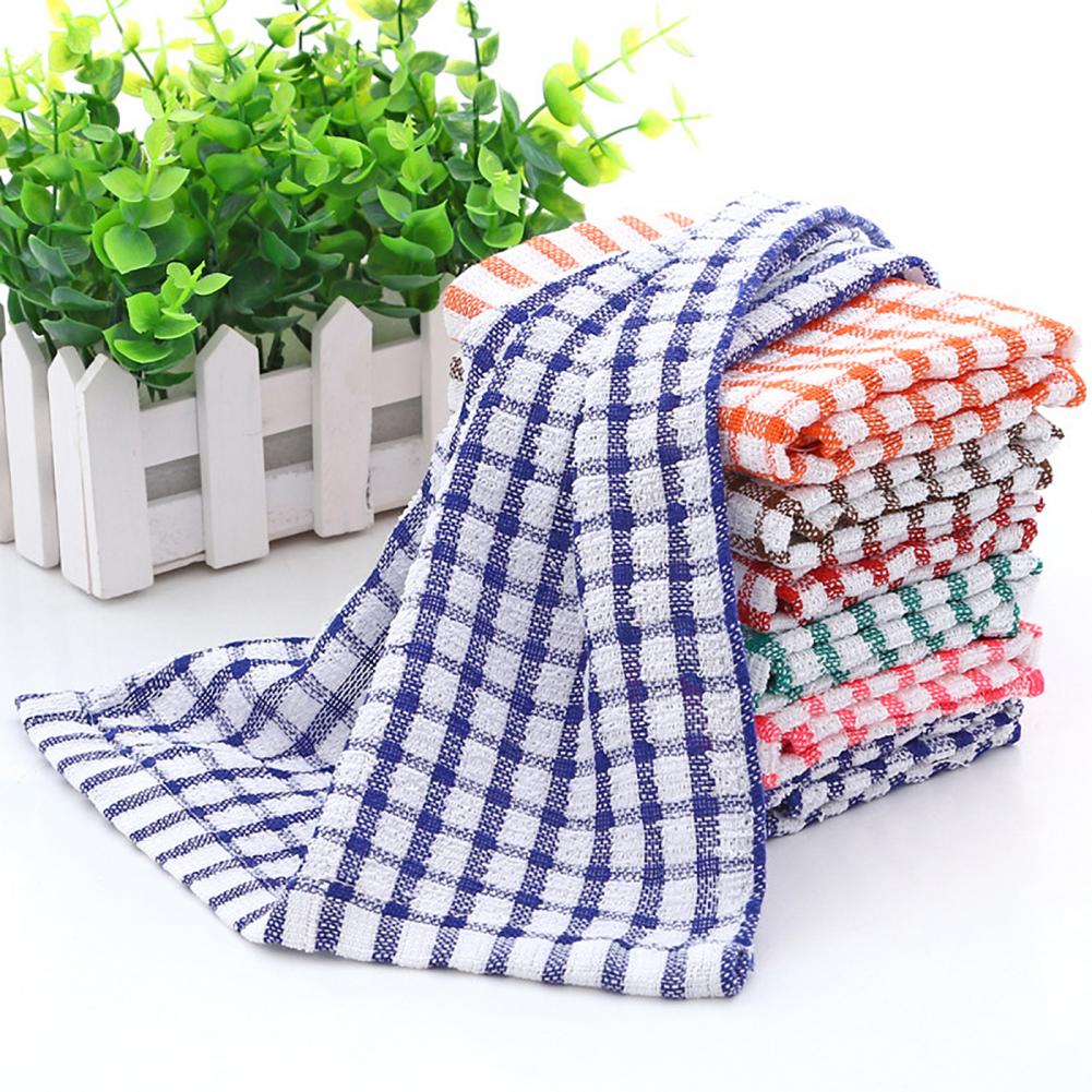 Kitchen Towels 6 Pack Plaid Print Cotton Towels Non-scratch Dishcloths for Home Restaurant Hotel Highly Absorbent Quick-drying
