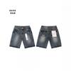 Lila Vintage Gewaschene Jeansshorts Herren Entspannte Gerade Passform Lässige Streetwear