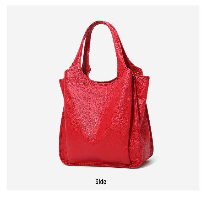 Women's Soft Leather Tote Bag 2025 - Large Capacity Genuine Cowhide Shoulder Handbag