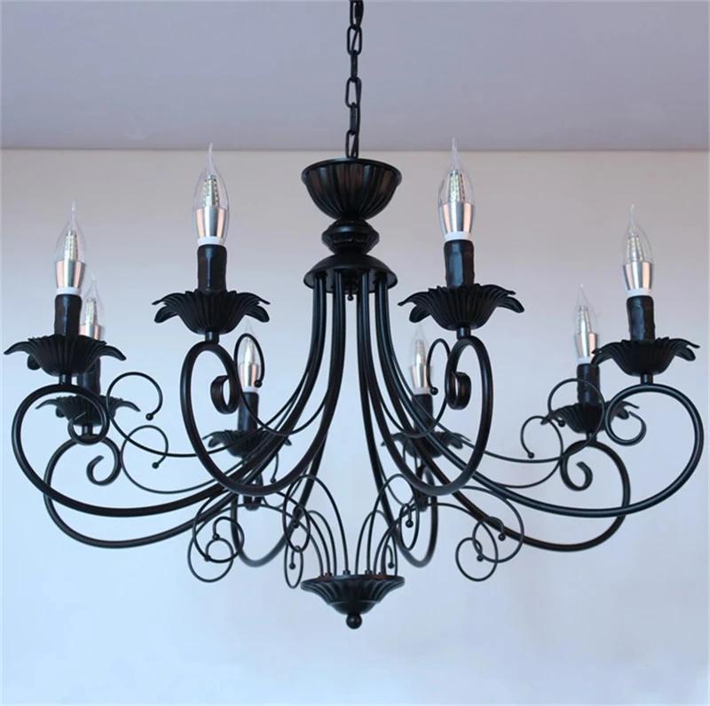 European classic living room Chandeliers forged iron E14 candle Chandeliers retro bedroom kitchen home decoration lighting