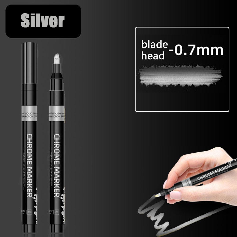 Chrome Mirror Marker Pen 0.7/1/2mm DIY Reflective Art Paint Pen Permanent Color Markers Gold Silver Bronze Marker Car Styling