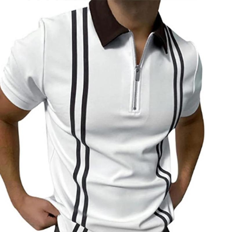 Zipper Design Men's Fashionable Polo Shirt Color 3D Digital Printing Summer Comfortable Outdoor WearPopular Quick Dry