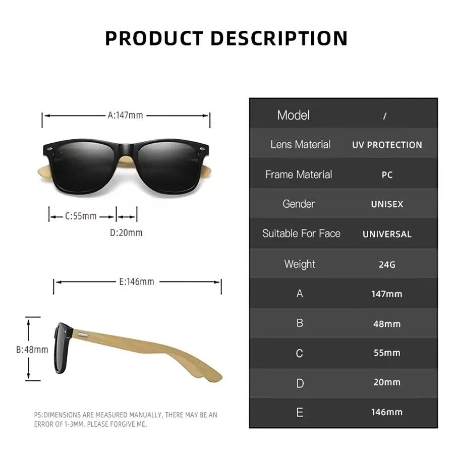 Polarized Bamboo Sunglasses Men Wooden Sunglasses Women Brand Designer Mirror Original Wood Sun Glasses retro masculino
