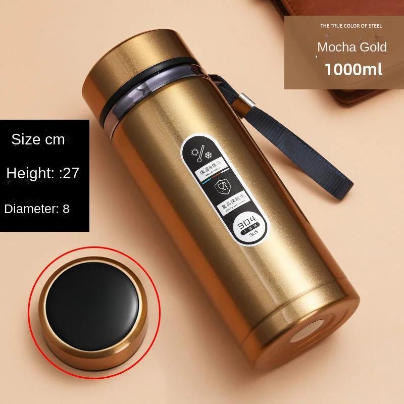 

800 мл - 1 л Термос из нержавеющей стали 304 Бутылка для чая Автомобильный вакуумный термос Портативная чашка для питья 1000ML золотой