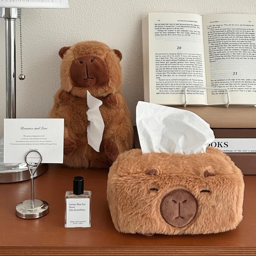 Rectangle Paper Roll Holder Plush Carpybra Roll Storage Holder Funny Tissue Basket  Decoration
