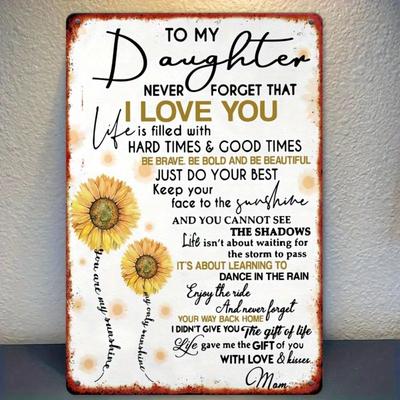 Sunflower Wall Art Metal Hanging Painting 8x12 Inch Inspirational Quote Home Decor