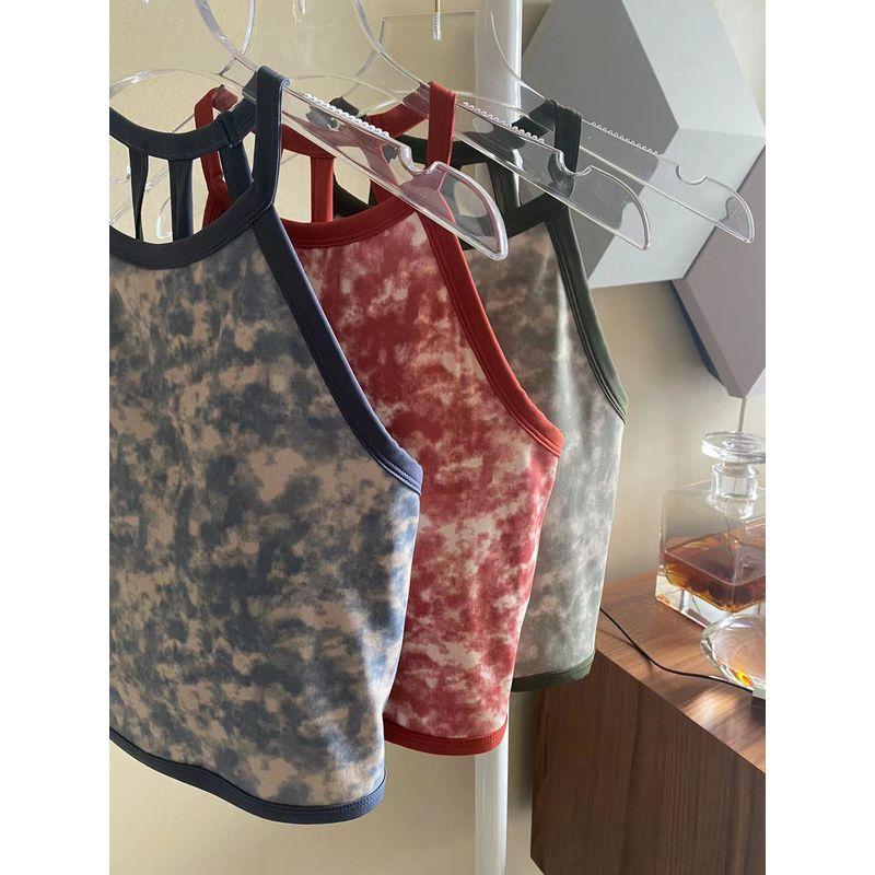 With Chest Pad Export Tie-Dye Hollow-out Beauty Back Yoga Clothes Vest-Style Running Shockproof Sports Intimates Gym Top