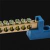 ABGR-Terminal Block Blue Terminal Bus Bar 10 Positions Screw Brass Terminal Grounding Strip Bus Bar Block Pack Of 20