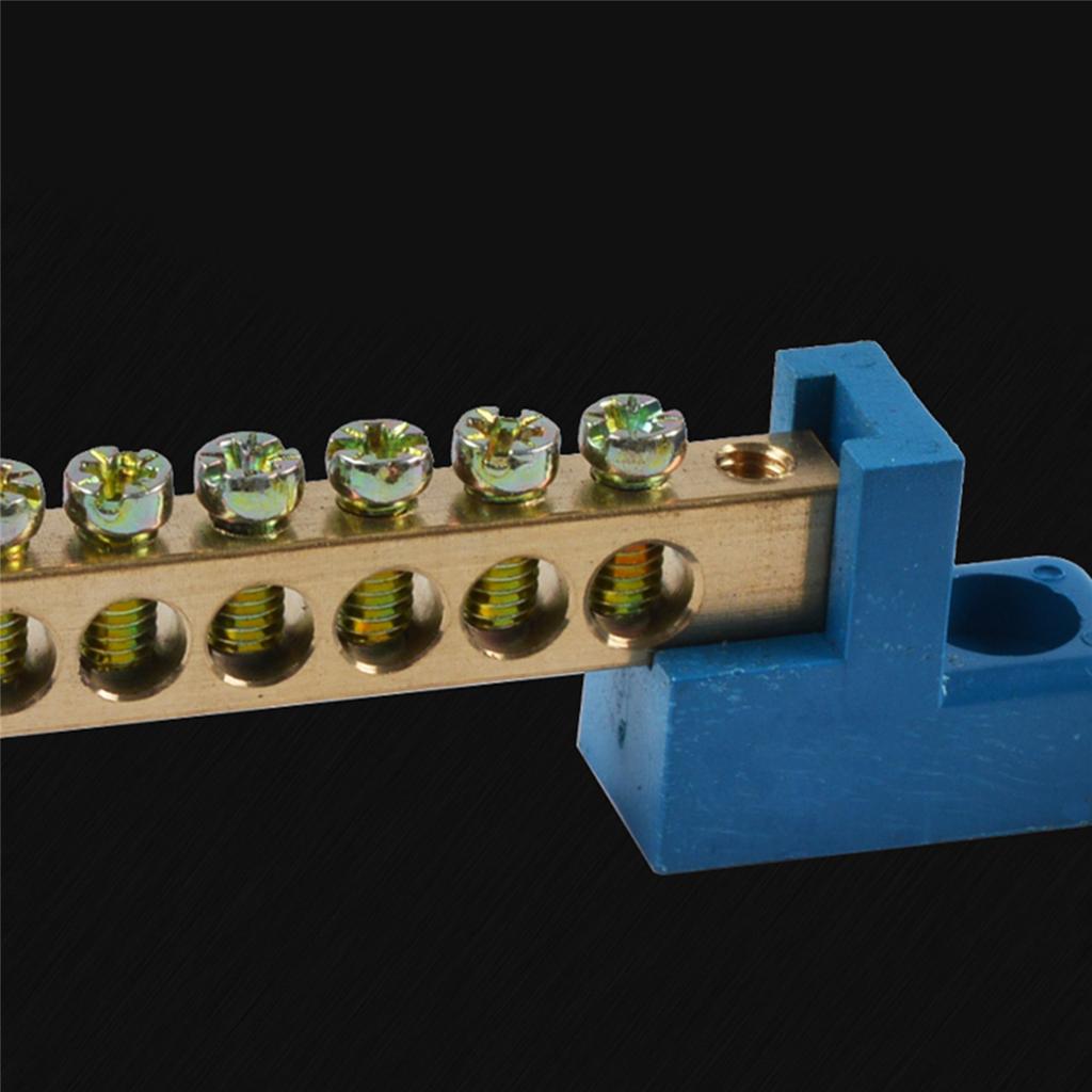 ABGR-Terminal Block Blue Terminal Bus Bar 10 Positions Screw Brass Terminal Grounding Strip Bus Bar Block Pack Of 20