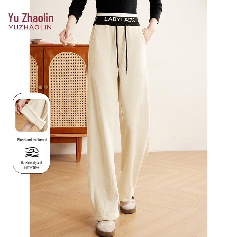 

Yuzhaolin Women s Fleece-Lined High-Waist Straight Leg Casual Pants M