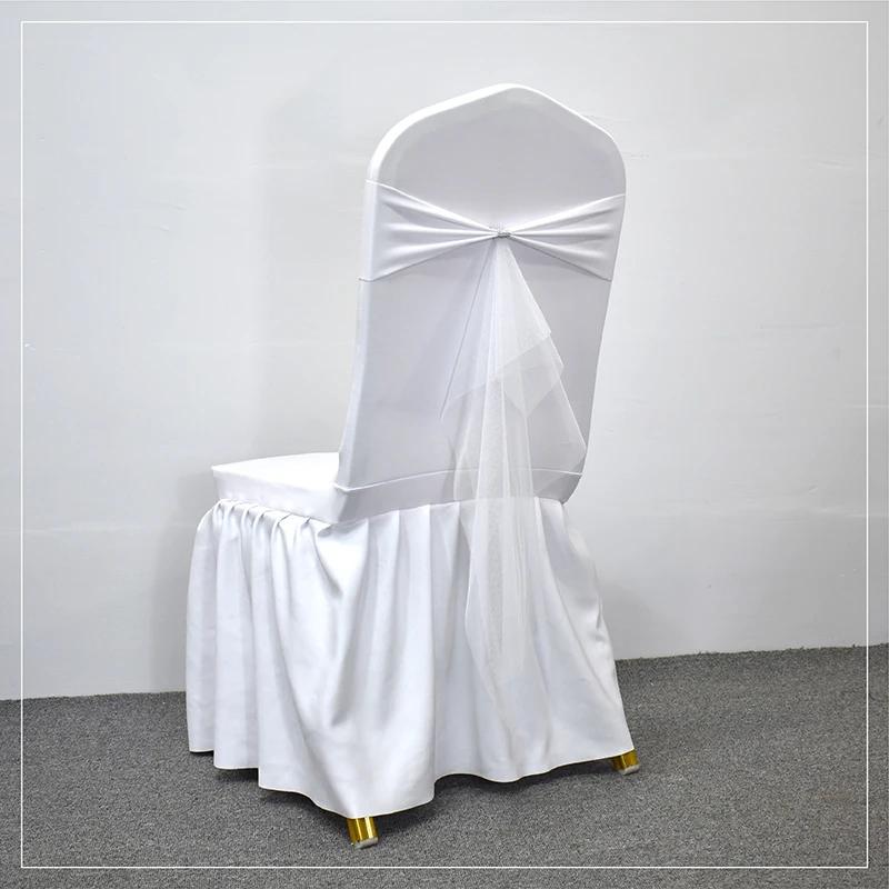10/50 pièces Stretch Spandex Nœuds de Chaise avec Ruban Organza à Nouer Pour Banquet Fête Mariage Élastiques Écharpes de Chaise