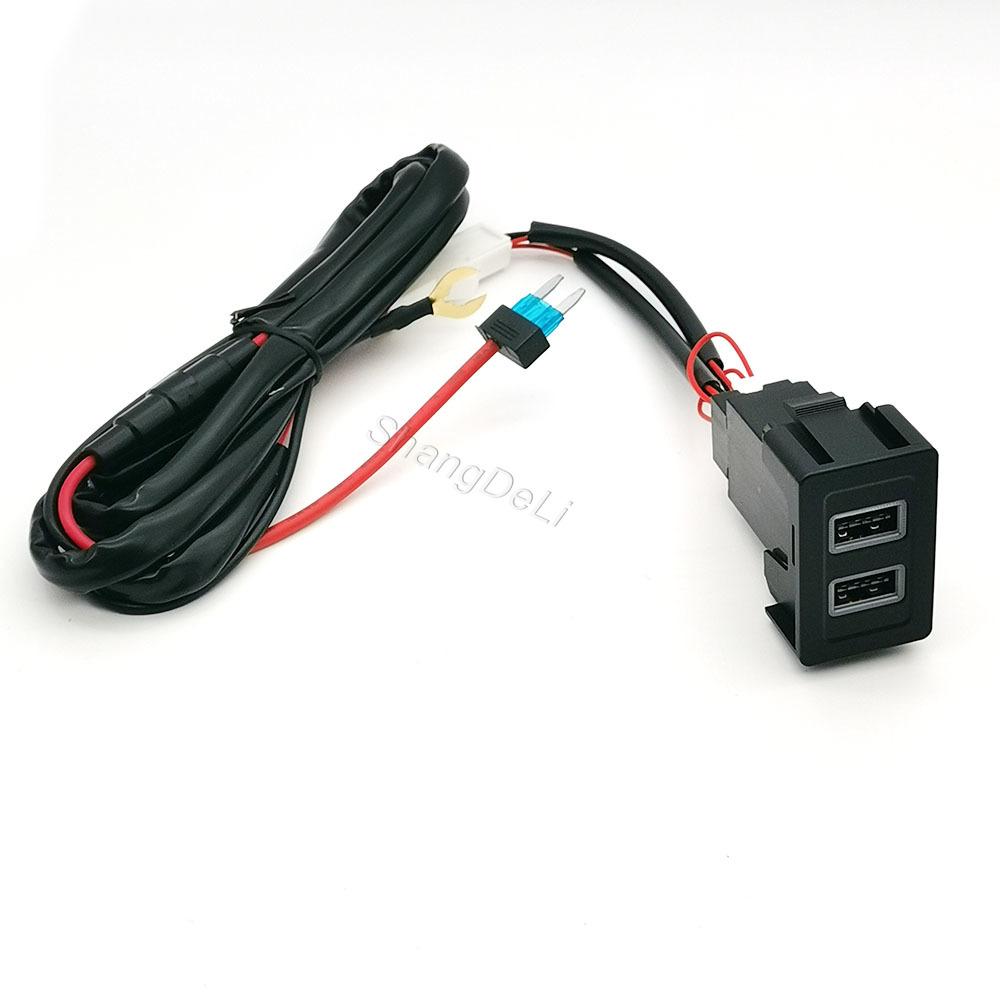 12V/24V Red Led Light Fit For Suzuki SX4 Swift Car Dual Interface Charger Adapter Socket QC3.0 USB Socket Adapter