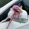 Creative Romantic Wedding Car Floral Ribbon Bridal Car Door Handle Mirror Flowers Wedding Aisle Decorations Ceremony Party Decor