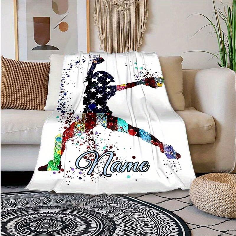 Playing Ball Customize Your Name Blanket Used For Chair Office Sofa Bed Camping Soft And Warm Giving Friends And Relatives Birthday Gifts Graduation