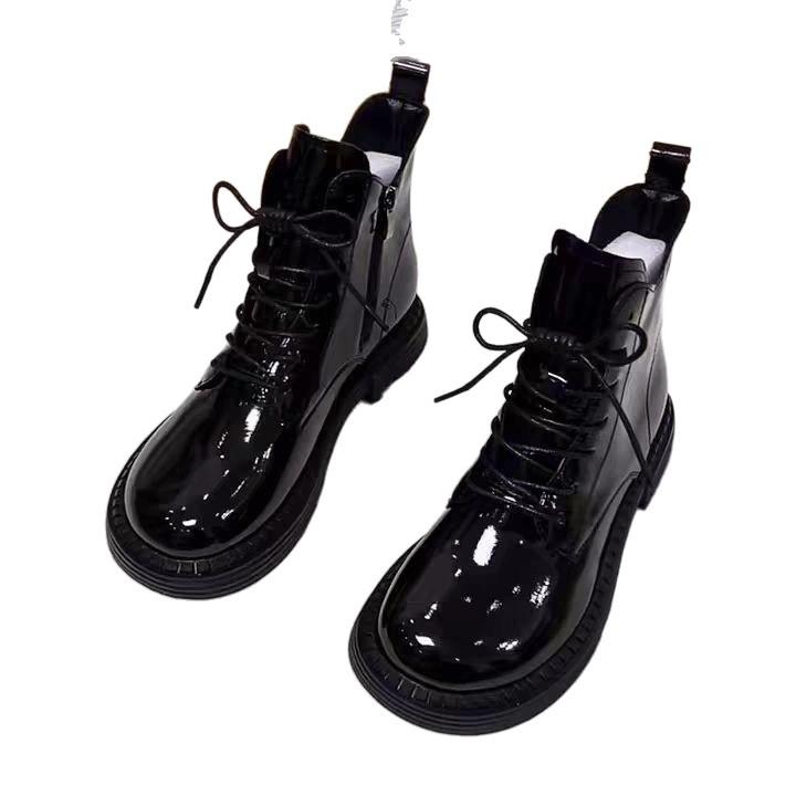 Popular thick-soled retro versatile Martin boots women's autumn and winter new patent leather short boots fashionable British style short boots