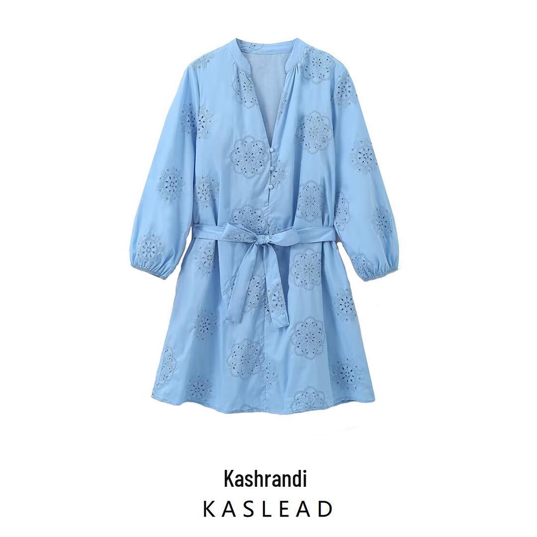 

Spring 2025 Women s European & American Style Embroidered Poplin Dress XS