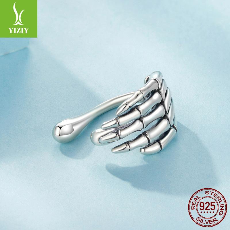 Mysterious Skeleton Hand Ear Bone Clip Without Ear Piercing, Fashionable Personalized S925 Sterling Silver Ear Bone Clip Earrings